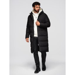 Ombre Men's classic long hooded jacket - black