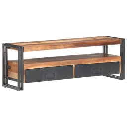 Comoda TV, 120 x 30 x 40 cm, lemn masiv, finisaj sheesham GartenMobel Dekor