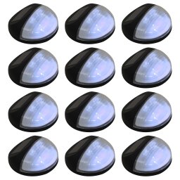 Lampi solare de exterior cu LED-uri, 12 buc., negru, rotund GartenMobel Dekor