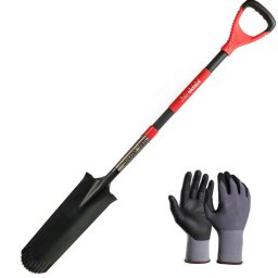 Set harlet, cazma, ingust, varf zimtat, maner fibra sticla, 128 cm, cu manusi, RedShark GartenVIP DiyLine