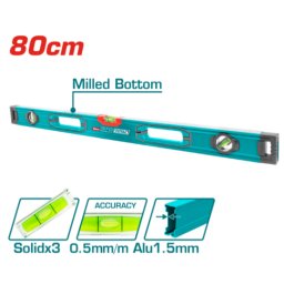 Nivela cu bula TOTAL 80 cm, profil V, precizie 0,5 mm/m, aluminiu 1,5 mm