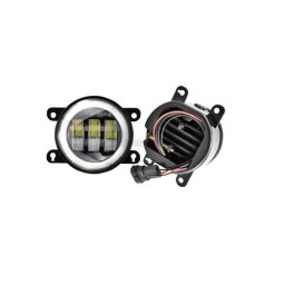 Set proiectoare LED 30W 6500lm cu angel eyes, alb rece/galben, 12-24V