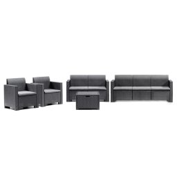 Set mobilier de gradina Leziter Nero Big, 7 locuri, grafit