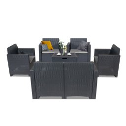 Set mobilier de gradina Leziter Nero II Big, grafit, 6 locuri