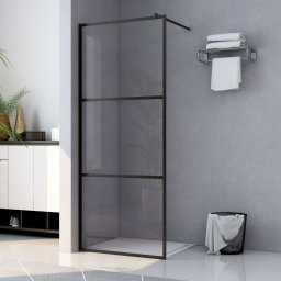 Paravan dus walk-in, negru, 80x195 cm, sticla ESG transparenta GartenMobel Dekor