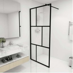 Paravan de dus walk-in, negru, 90x195 cm, sticla securizata GartenMobel Dekor