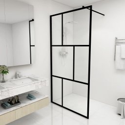Paravan de dus walk-in, negru, 100x195 cm, sticla securizata GartenMobel Dekor