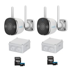 Sistem supraveghere Wi-Fi Uniarch cu 2 camere 3MP si carduri 64GB