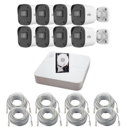 Sistem supraveghere IP Uniview cu 8 camere 4MP PoE, microfon si HDD 1TB