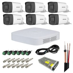 Sistem supraveghere Hikvision cu 6 camere 3K 5MP, Dual Light 40m si DVR 8 canale