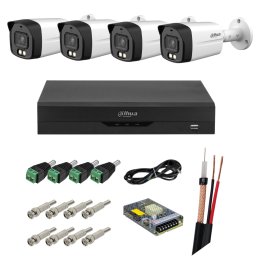 Sistem supraveghere Dahua 4K 8MP cu 4 camere AI si microfon