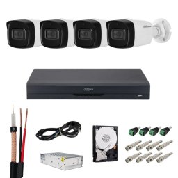 Sistem supraveghere Dahua 4 camere 4K 8MP, IR 80 m, microfon, DVR