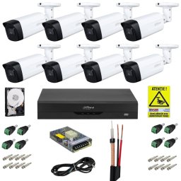 Sistem supraveghere Dahua 8 camere 4K 8MP, IR 80 m, DVR WizSense