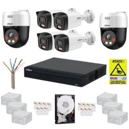 Sistem supraveghere IP Dahua cu 6 camere AI, audio, alarma si HDD 1TB