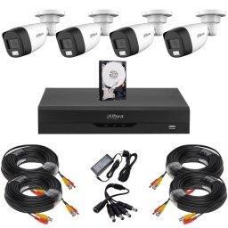 Sistem supraveghere Dahua cu 4 camere Starlight 5MP, DVR AI si HDD 500GB