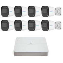 Sistem supraveghere IP Uniarch cu 8 camere 2MP Full HD, microfon si NVR PoE 8 canale