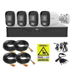 Kit supraveghere Uniview cu 4 camere 5MP ColorHunter si DVR 4 canale