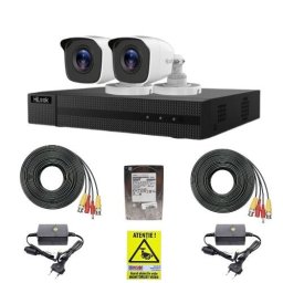 Kit supraveghere HiLook cu 2 camere 2MP, DVR 4 canale si HDD 500GB