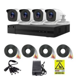 Kit supraveghere HiLook cu 4 camere 2MP, IR 20m si DVR 4 canale