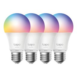 Set 4 becuri smart Wi‑Fi TP-Link Tapo E27 RGB, 806 lm, lumina reglabila