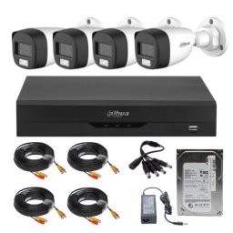 Sistem supraveghere Dahua cu 4 camere 2MP, Dual Light, AI si HDD 500GB