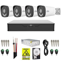 Sistem supraveghere Uniview cu 4 camere 5MP ColorHunter, microfon, HDD 1TB