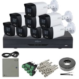 Kit supraveghere analog Dahua cu 8 camere 5MP, IR 40m, microfon
