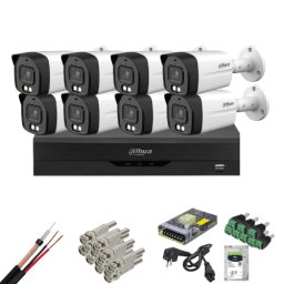 Sistem supraveghere Dahua 8 camere 8MP 4K, DVR 8 canale, HDD inclus