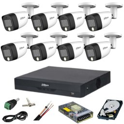 Sistem supraveghere Dahua cu 8 camere 5MP Dual Light si HDD 2TB inclus