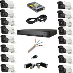 Sistem supraveghere Hikvision cu 16 camere 8MP, IR 80 m, DVR 16 canale AcuSense