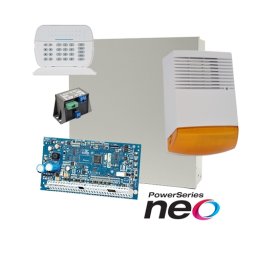Kit alarma antiefractie DSC NEO cu sirena exterioara si tastatura