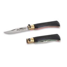 Briceag Old Bear Classic M cu lama inox 80 mm si maner lemn negru tricolor