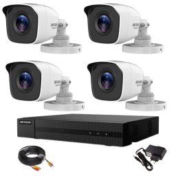 Kit supraveghere Hikvision Full HD cu 4 camere exterior, DVR si IR 20 m
