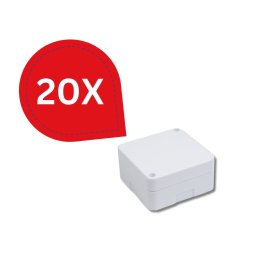Set 20 doze de derivatie patrate 100x100x50 mm pentru camere supraveghere, albe