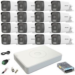 Sistem supraveghere Hikvision cu 16 camere 5MP Dual Light si DVR 16 canale