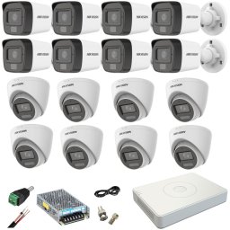Sistem supraveghere Hikvision cu 16 camere 5MP Dual Light si DVR 16 canale