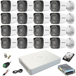 Sistem supraveghere Hikvision cu 16 camere 2MP Dual Light si HDD 4TB