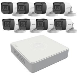 Kit supraveghere Hikvision cu 8 camere 2MP, audio, IR 30 m si DVR 8 canale