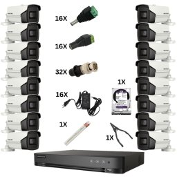 Sistem supraveghere Hikvision 16 camere 8MP, IR 60 m, DVR 16 canale
