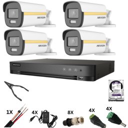 Sistem supraveghere Hikvision 4K ColorVu cu 4 camere 8MP si HDD 1TB
