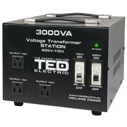 Transformator tensiune 230V la 110V, 3000VA/2400W, cu carcasa