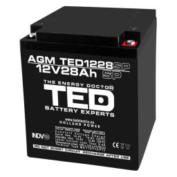 Acumulator AGM VRLA 12V 28Ah cu borne M6, 165x125x175 mm