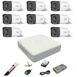 Kit supraveghere Hikvision Turbo HD cu 8 camere 5MP, HDD 2TB si 200 m cablu