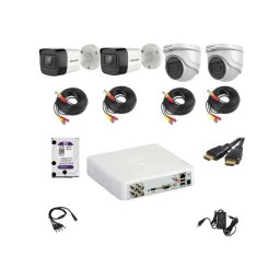Kit supraveghere video Hikvision 5MP cu 4 camere, DVR 4 canale si HDD 1TB