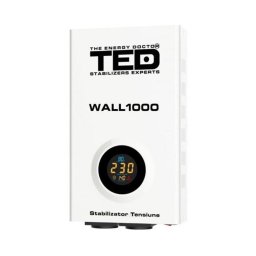 Stabilizator de tensiune 1000VA AVR LCD cu 2 prize Schuko, montaj pe perete
