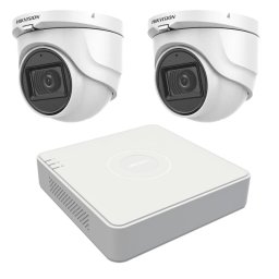 Sistem supraveghere Hikvision cu 2 camere interior 5MP, audio si DVR 4 canale