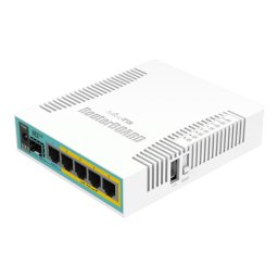 Router MikroTik hEX PoE cu 5 porturi Gigabit, 4 PoE si SFP, RB960PGS