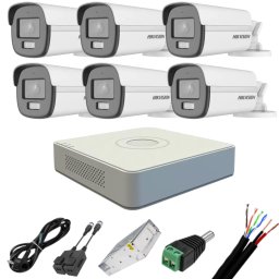Sistem supraveghere Hikvision cu 6 camere 2MP ColorVu, DVR 8 canale