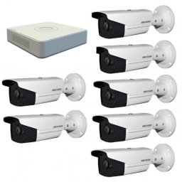 Kit supraveghere Hikvision Full HD cu 7 camere exterior IR 80 m si DVR 8 canale