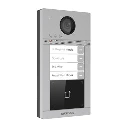 Panou exterior videointerfon IP Hikvision pentru 4 familii, Wi‑Fi si control acces